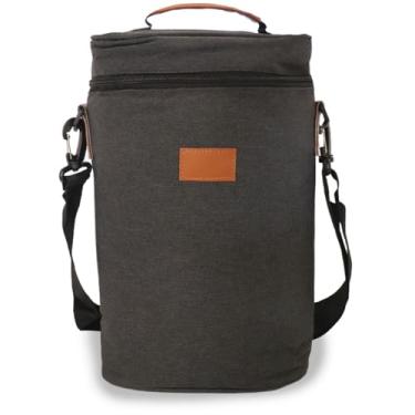 Imagem de Bolsa Térmica 2 ou 4 Divisórias Wine Bag Porta Vinho Garrafa Taça Transporte Bebida Alça de Ombro (4 divisórias)