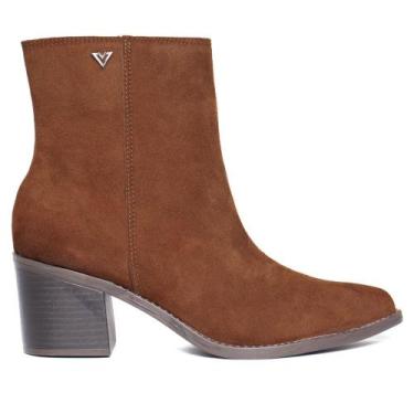 Imagem de Bota Feminina Via Marte Camurça Cano Curto Com Pin Marrom, Marrom, 37