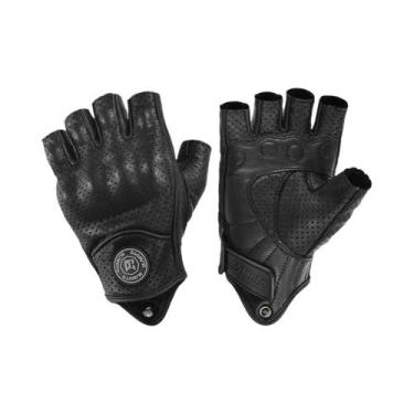 Imagem de Luvas De Motocicleta Retro Em Couro Preto, Sem Dedos, Para Corrida De 