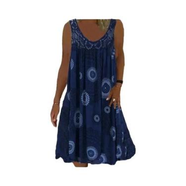 Imagem de Vestido Feminino Casual De Verão Com Estampa Digital, Decote Ombro a O