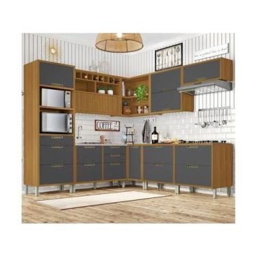 Imagem de Cozinha Modulada 9 Peças Ripado Nesher Imperatriz Ângulo Torre Quente 