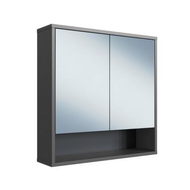 Imagem de Armário de Banheiro com Espelho 60cm 2 Portas 1 Nicho Bari BA1065GF Grafite - Art In Móveis