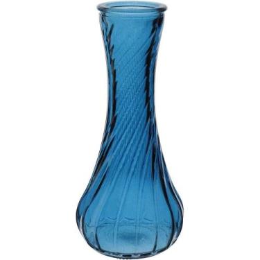 Imagem de Vaso Decorativo Enfeite Casa Garrafa Home&co Vidro 15x7x7cm Azul - HOM