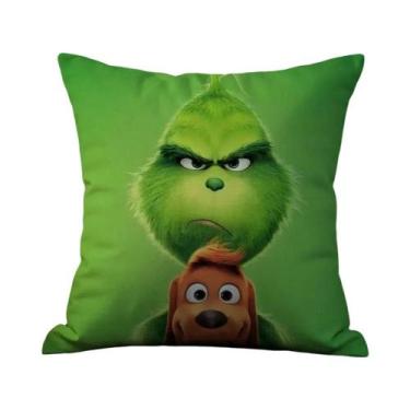 Imagem de Capa De Almofada De Natal Macia E Peluda T-GrinC-S Com Impressão Dupla