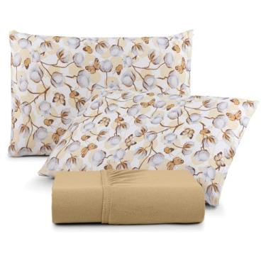 Imagem de Jogo de Lençol Solteiro Malha 100% Algodão 02 Peças Com Elástico - Mal