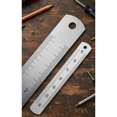 Imagem de 2x Régua Metal Aço Inox 1 Metro: Precisão Artesanato e DIY - Congratul