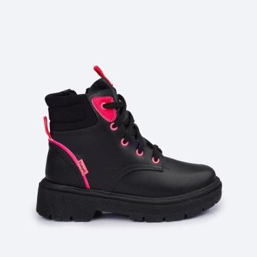 Imagem de Bota Coturno Infantil Pampili Duda Preto Pink Flúor 681.008-Feminino