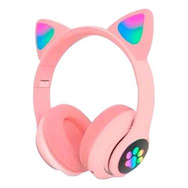 Imagem de Fone De Gatinho Rosa Wireless Cat Ear Headphone Sem Fio - clickstech