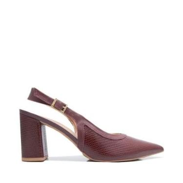 Imagem de Sapato Usaflex Couro Bordo-Feminino