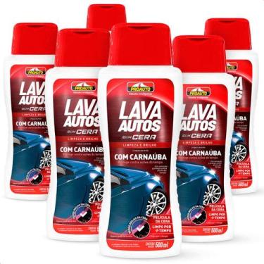 Imagem de Kit 6 Lava Autos Shampoo com Cera Carnaúba Super Brilho Proauto 500ml
