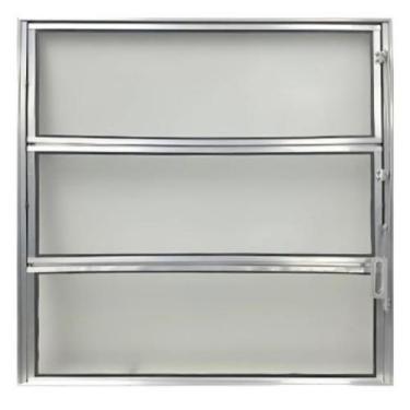 Imagem de Janela Vitro Basculante de banheiro aluminio 60x60 brilhante com vidro