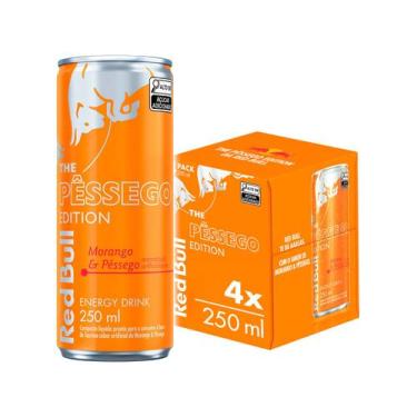 Imagem de Bebida Energética Red Bull Morango e Pêssego 250ml 4 Unidades, Morango