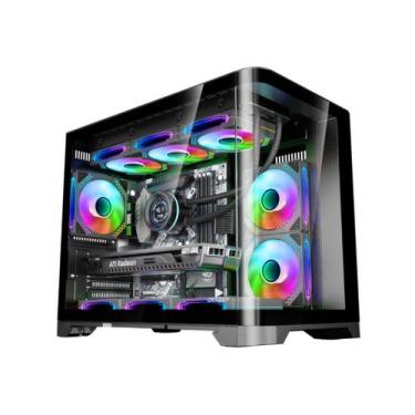 Imagem de Gabinete Gamer Mid Tower Vidro Temperado Black M-ATX Sem Fonte Com 6 F