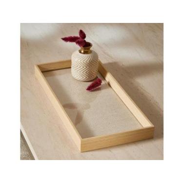 Imagem de Bandeja decorativa decoração sala mesa em linho e mdf - Casa Hera Mari