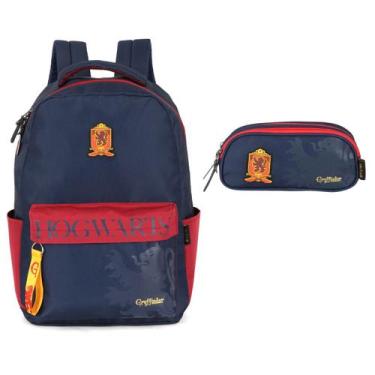 Imagem de Kit Escolar Mochila Costas Juvenil + Estojo Duplo Harry Potter - luxce