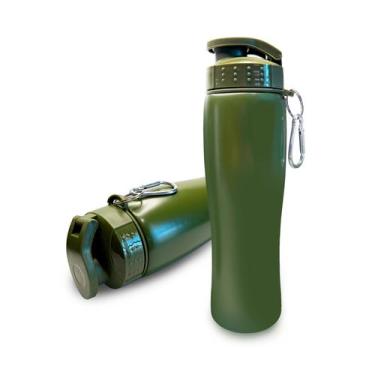 Imagem de Garrafa Squeeze 750ml Academia Aço Inox C/ Bico E Mosquetão - - ARKZ S