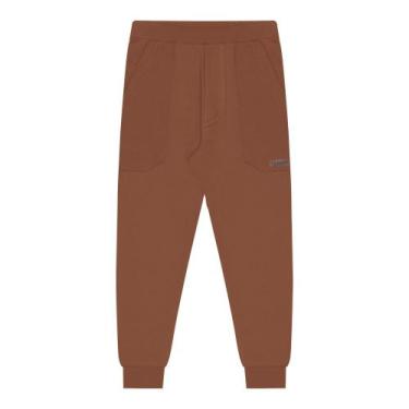 Imagem de Calça Infantil Menino em Moletom sem Felpa e bolsos cor laranja - Alak