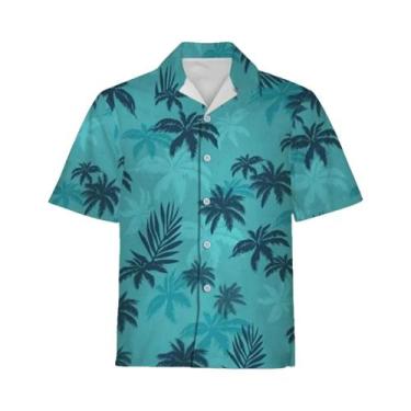 Imagem de Camisas Havaianas Masculinas De Verão Com Estampa 3D De Coqueiro, Mang