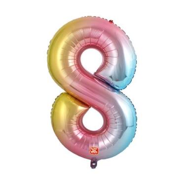 Imagem de Balão Metalizado Números 28" 70cm - Degradê Baby - 01 unidade - Balões