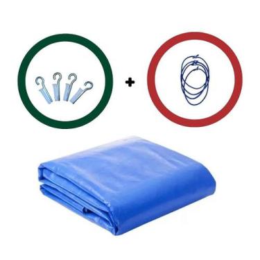 Imagem de Lona Azul com ilhós 5x5 170 Gramas/m² 310 Micras + Kit Fixação - Bocch