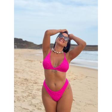 Imagem de Biquíni Malu Top Fixo / Asa Delta Pink - Maria Sereia Moda Praia, M