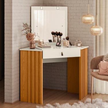 Imagem de Penteadeira Camarim de Canto Glitter Bege/Cinamomo/Off White - Albatro
