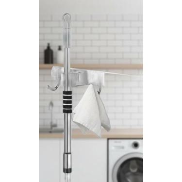 Imagem de Suporte Organizador Vassoura Rodo Aço Inox 38x3cm - Congratulations St