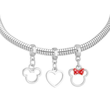 Imagem de Pulseira Ratinhos Berloque Banhado a Prata 925 - Work Semijoias, 16 cm