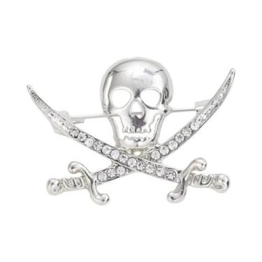 Imagem de Broche De Caveira Unissex Feminino Com Strass, Alfinete De Lapela De M