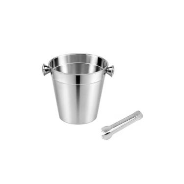 Imagem de Balde Gelo Inox e Pegador Mini Bar Drinks Buffet 900ml - casa cha