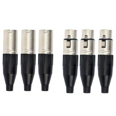 Imagem de Kit 6 Conectores XLR 3 Polos Amphenol 3 AC3F Fêmea + 3 AC3MM Macho Pro