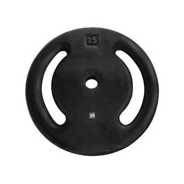 Imagem de Anilha 0.020A Ferro Fundido Emborrachada Antiderrapante com Alça Lateral Preto Anilhas Fitness 25KG