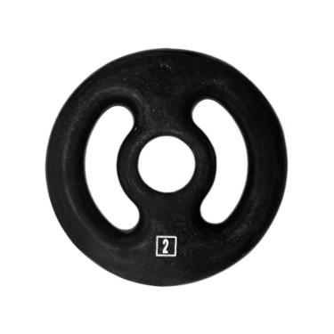 Imagem de Anilha Ferro Fundido Emborrachada Academia com Alça Lateral Preto 2kg Anilhas Fitness