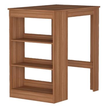 Imagem de Mesa Bancada para Cozinha B15 Mdp 90cm Marrom Nova Mobile 2 Lugares com Nichos