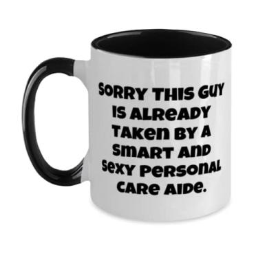 Imagem de Presentes divertidos para marido, Sorry This Guy Is Already Taken by a Smart and Sexy Personal Care, Caneca inspiradora de dois tons 325 ml para marido da esposa