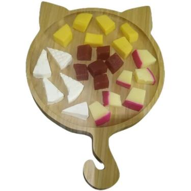Imagem de Petisqueira Bandeja De Bambu Em Formato De Gatinho Cor:Marrom/Bege