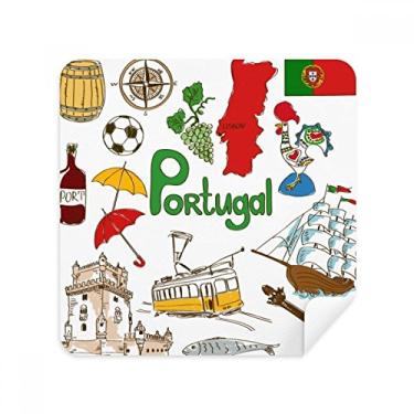 Imagem de Portugal Landscap Animais Bandeira Nacional Óculos Pano Pano Limpador de Tela Tecido Camurça Pacote com 2