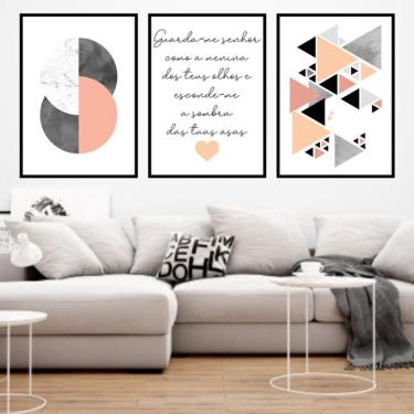Imagem de Kit 3 Quadros Decorativos Geométrico Guarda-me Senhor