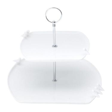 Imagem de Prato Para Bolo Em Porcelana Com 2 Andares Birds Wolff