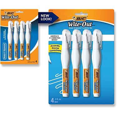 Imagem de Caneta de correção BIC Wite-Out Shake 'n Squeeze, 8 ml, branca, 4 unidades (WOSQPP418), 4 Count 2 Pack