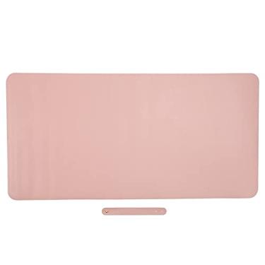 Imagem de Hilitand Tapete de Rato Grande Texturizado Dupla Face à Prova D'água Antiderrapante Base de Couro PVC Mousepad para Laptop, Computador e PC, 80 x 40 cm (Rosa + Prata)