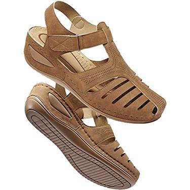 Imagem de Sandálias Plataforma | Elegante Design Oco Plataforma Mulheres Wedge Sandal - Sapatos verão com fivela no tornozelo para mulheres Fovolat