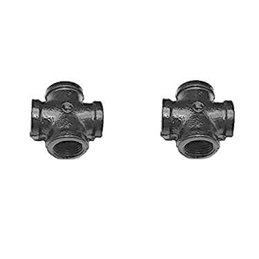 Imagem de GeilSpace Cross, acessórios para tubos de ferro maleáveis – Prateleira industrial vintage DIY, decoração industrial, móveis DIY, 0.75 Inch, Black