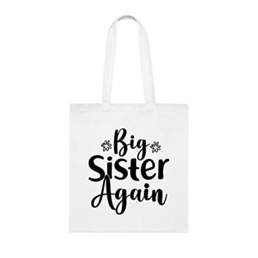 Imagem de Sacola Big Sister Again (Big Sister Again), Big Sister Again, ideia de presente para irmã, bolsa de ombro irmã, bolsas reutilizáveis para irmãs, presente para irmã da irmã e do irmão favoritos, Branco