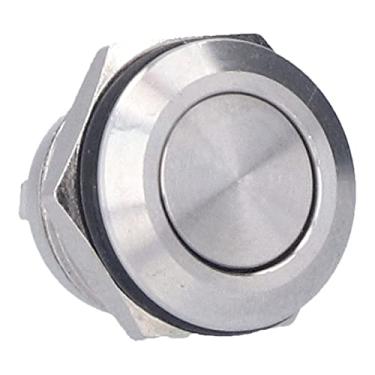 Imagem de Interruptor de botão de puxar, terminal de parafuso de aço inoxidável auto-reet Interruptores de topo plano para controle de circuito para eletrodomésticos (12 mm)