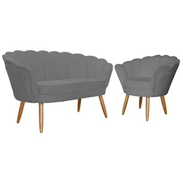 Imagem de Kit Namoradeira mais Poltrona Pétala Suede - - Ds Estofados