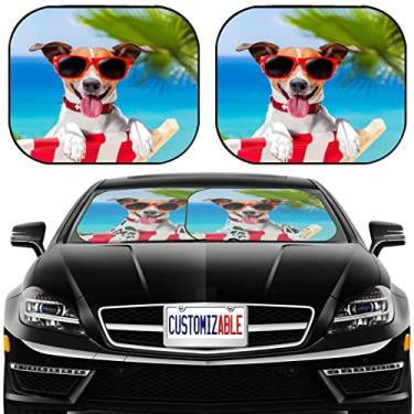 Imagem de MSD Para-sol para carro Para-brisa Guarda-sol Universal Fit Pacote com 2, Bloquear o Brilho Solar, UV e Calor, Proteja o Interior do Carro, ID da imagem: 28835549 Cachorro Relaxando em uma Cadeira de
