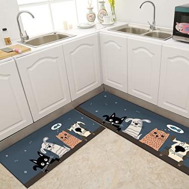 Imagem de youyoucool Tapete de cozinha (1 peça), tapete de cozinha acolchoado antifadiga, tapetes e tapetes de cozinha à prova de manchas, lavável, conjunto de tapetes de cozinha de espuma de memória, para