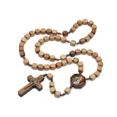 Imagem de Terço Madeira Imbuia Quadrado 10mm São José