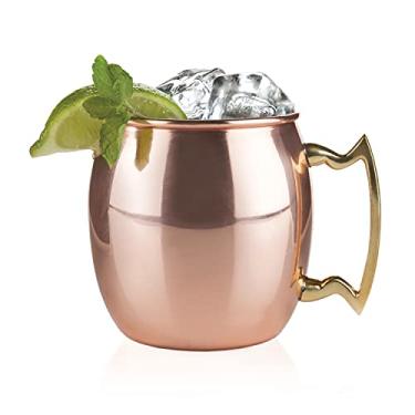Imagem de Twine Caneca Moscow Mule para Juleps de Menta, Coquetéis Tiki, Cobre Sólido com Revestimento de Níquel e Alça de Latão, 473 ml Conjunto de 1